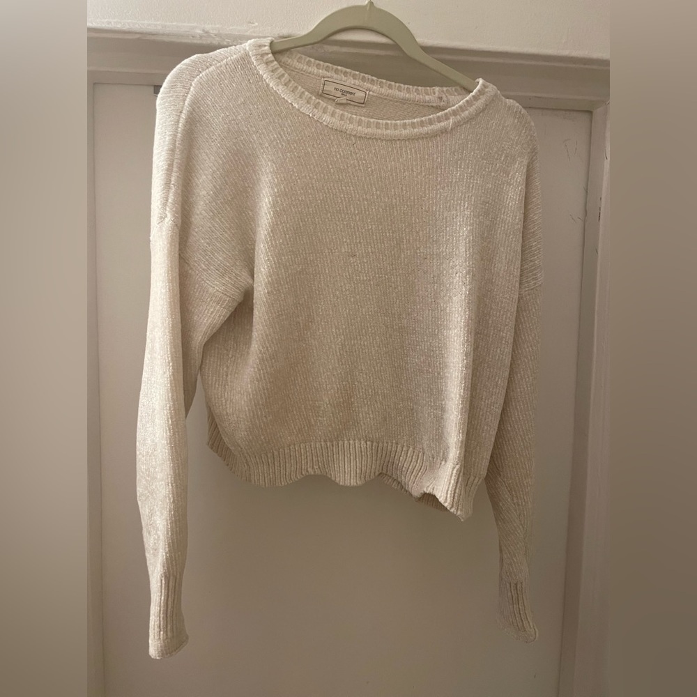 No comment cream polyester cropped sweater size‎ medium